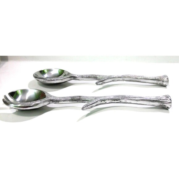 Long Antler Aluminum Salad Serving Spoon Salad Serving Fork Servers Set 12 Inch - Picture 3 of 11